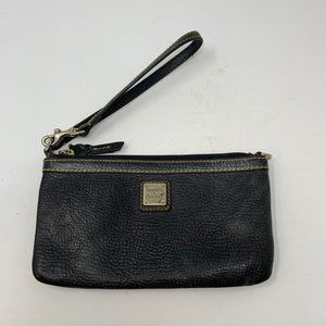 Dooney & Bourke Wristlet Coin Purse Black Pebbled Leather Zip Top VIntage
